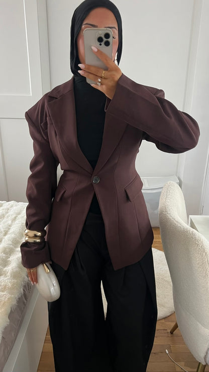 [GAMME PREMIUM] Blazer large et cintré ultra épais | Bordeaux