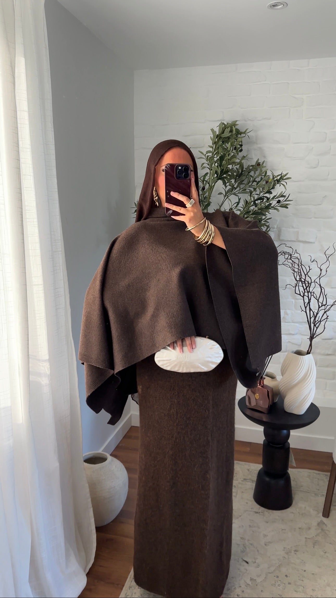 Cape en maille ultra douce Marron | Pré-commande