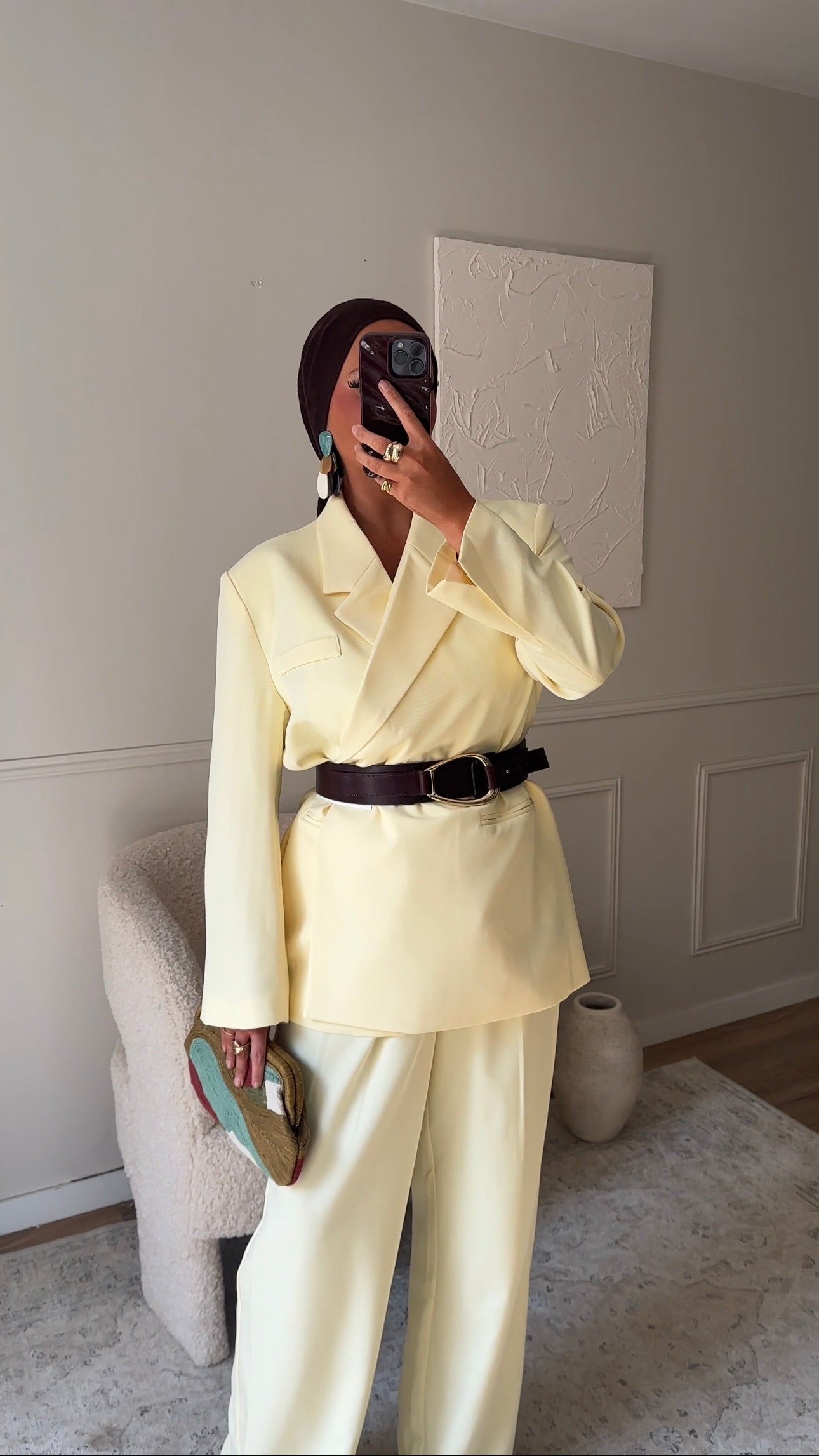 [GAMME PREMIUM] Blazer cache cœur oversize | Jaune