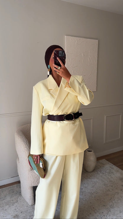 [GAMME PREMIUM] Blazer cache cœur oversize | Jaune