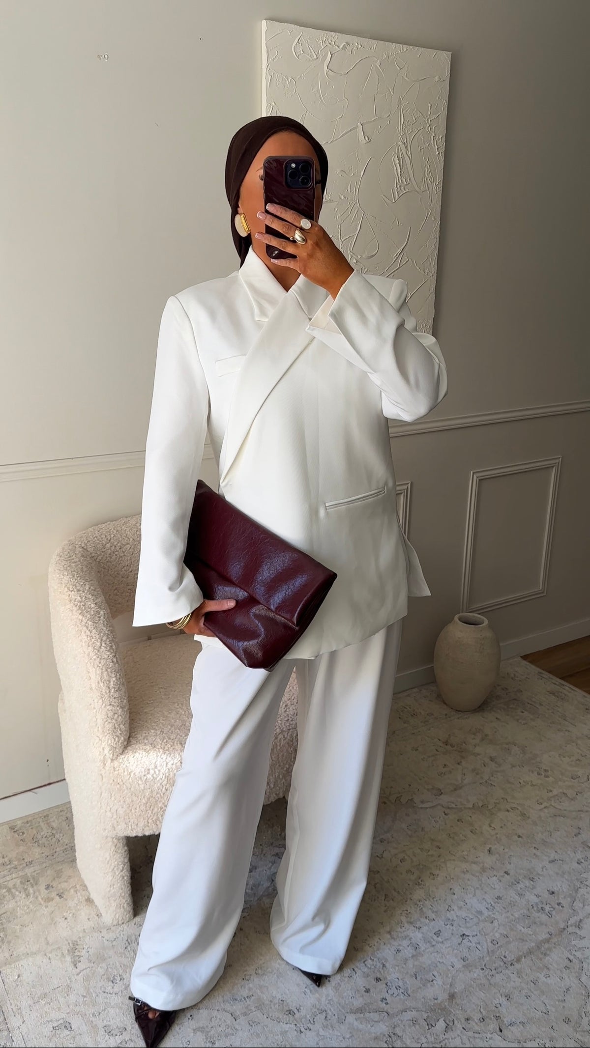 [GAMME PREMIUM] Blazer oversize cache cœur | Blanc