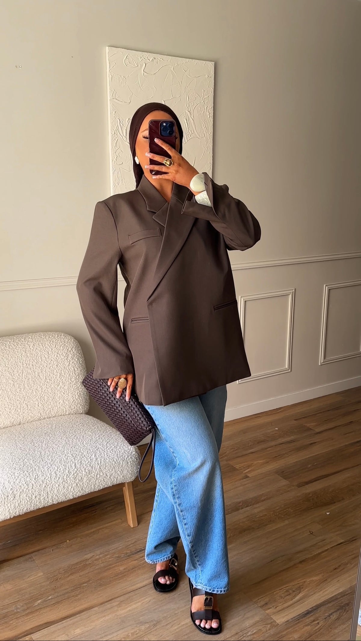[GAMME PREMIUM] Blazer oversize cache cœur | Marron