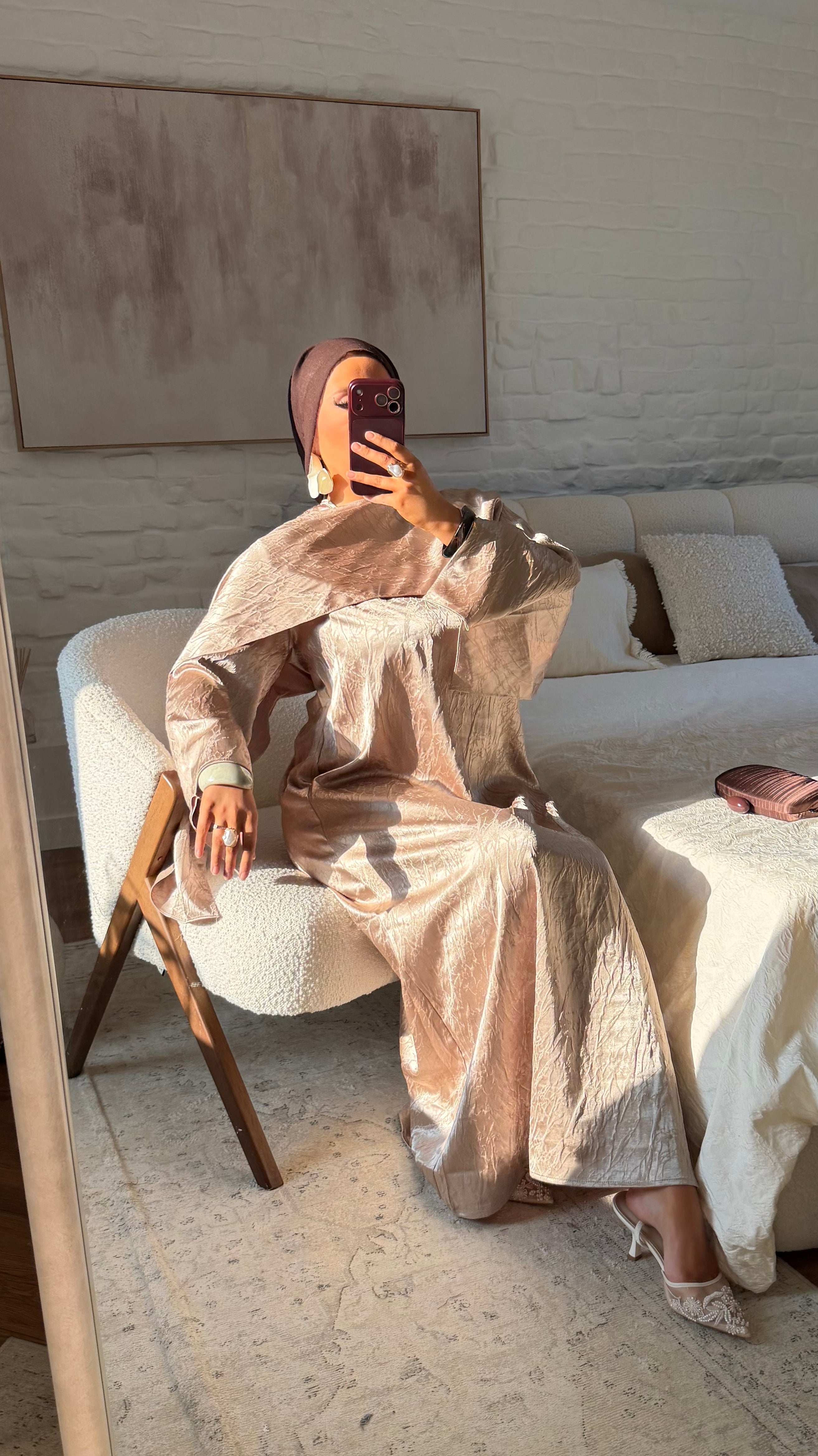 Robe ultra longue à cape intégrée OVA | Taupe