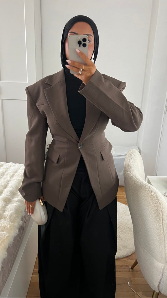 [GAMME PREMIUM] Blazer large et cintré ultra épais | Marron