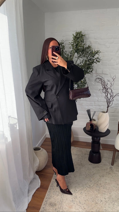 [GAMME PREMIUM] Blazer cache cœur oversize à boutonnage | Noir