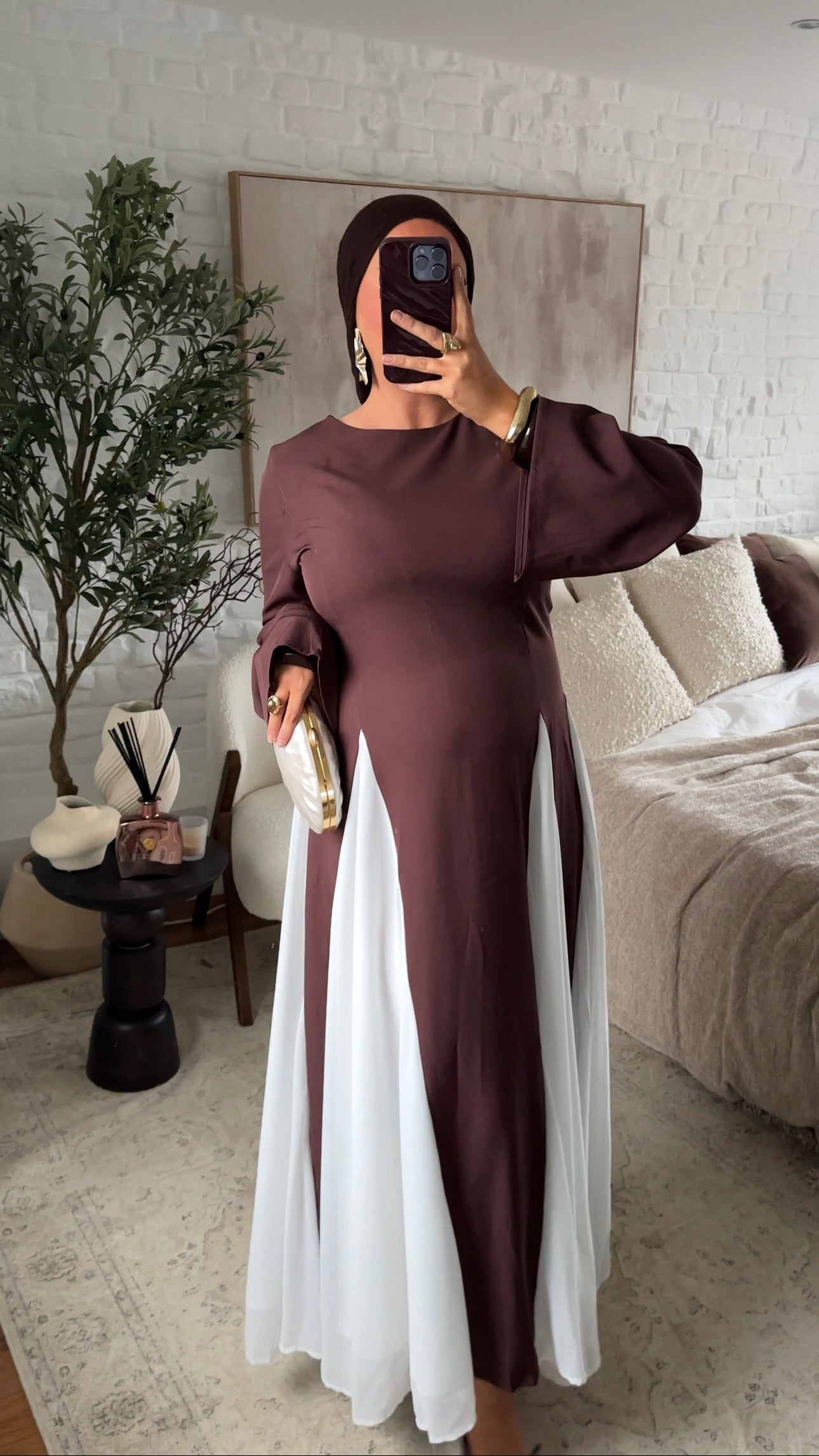 Robe ultra longue minimaliste | Acajou
