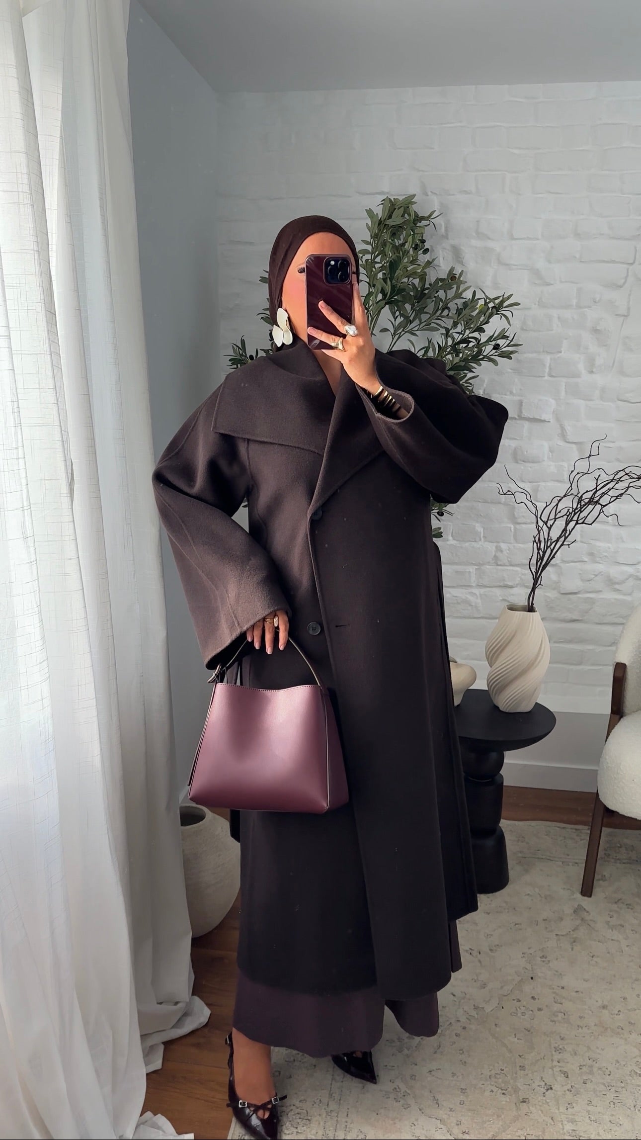 [CRÉATION] Manteau en laine véritable et col montant | Dark chocolat