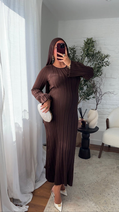 Robe pull en maille ultra douce en coton | Marron