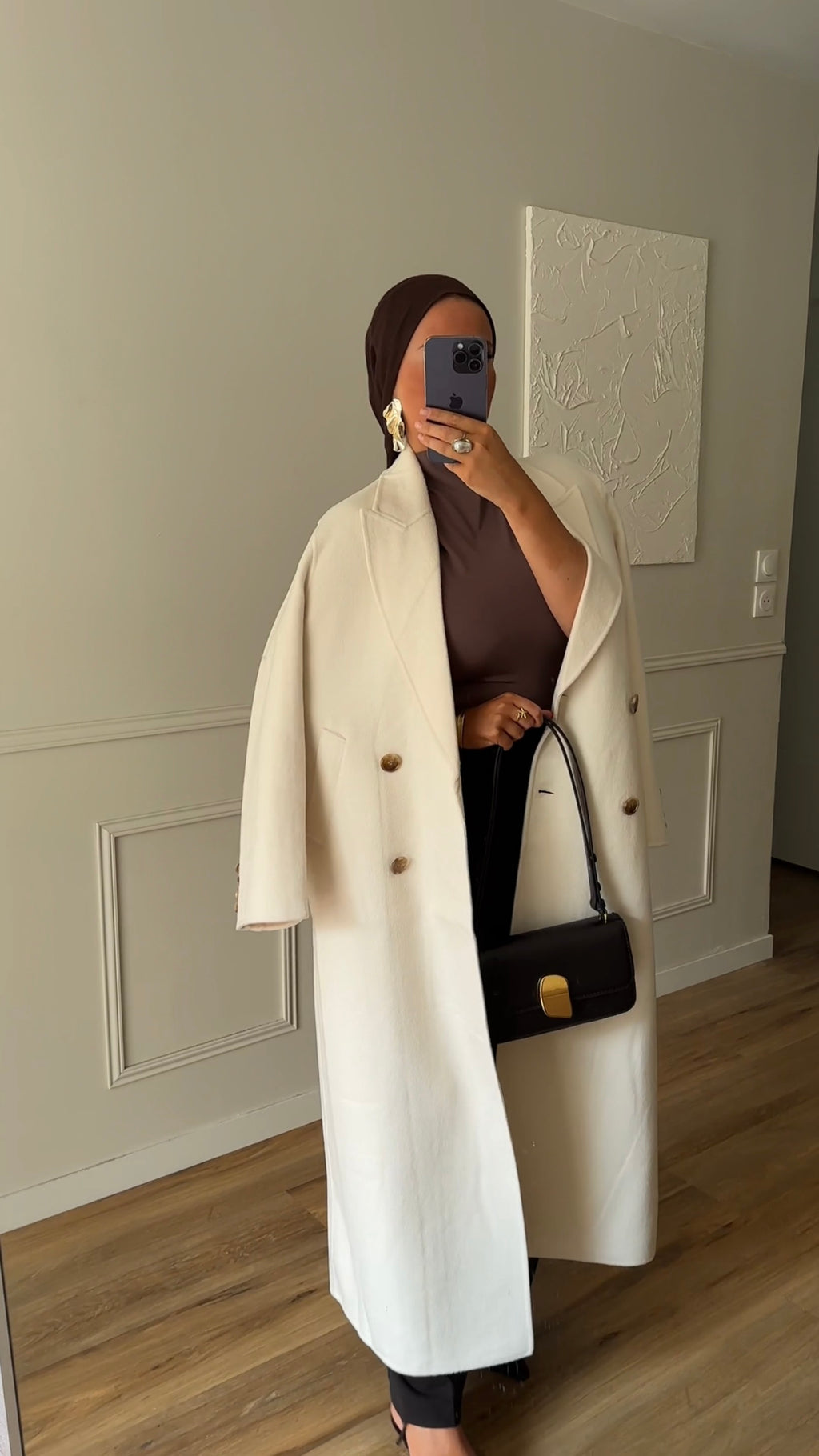 [GAMME PREMIUM] Manteau ultra long fait main en laine véritable | Écru