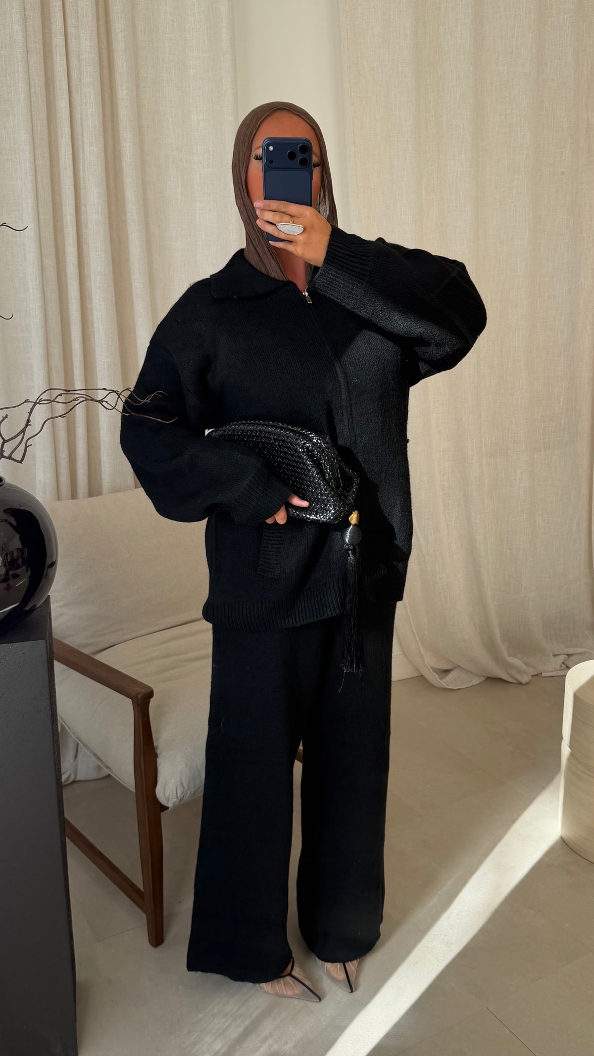 [GAMME PREMIUM] Ensemble deux pièces en maille DÉLIA | Noir