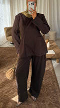 [GAMME LUXE] Pantalon barrel MÉRIA ultra long | Marron