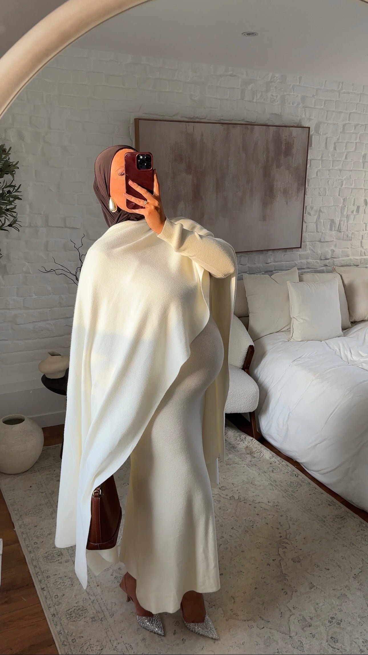 [CRÉATION] Cape ultra longue en maille | Blanc