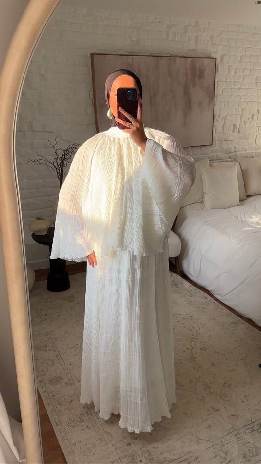 Robe longue fluide plissée | Blanc