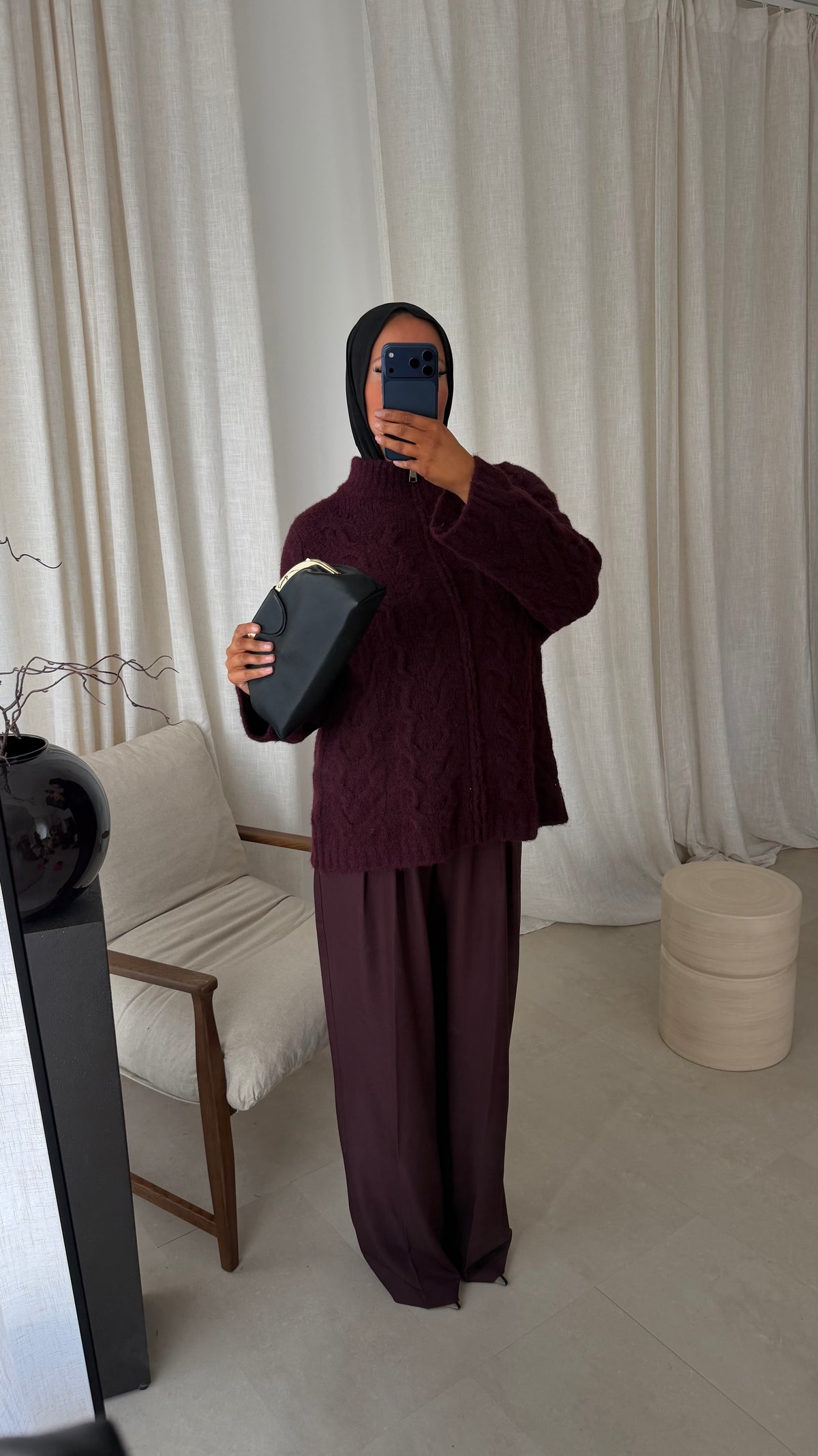 Pull long ultra doux torsadé SAMARIA | Bordeaux | Pré-commande