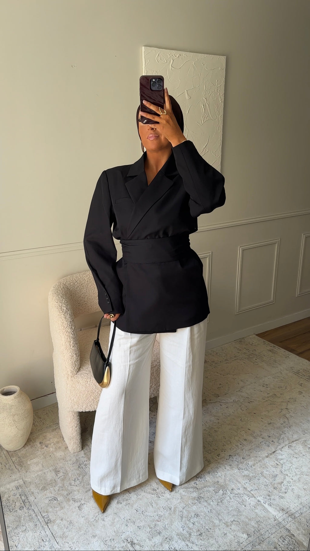 [GAMME PREMIUM] Blazer OJYRA à ceinture | Noir