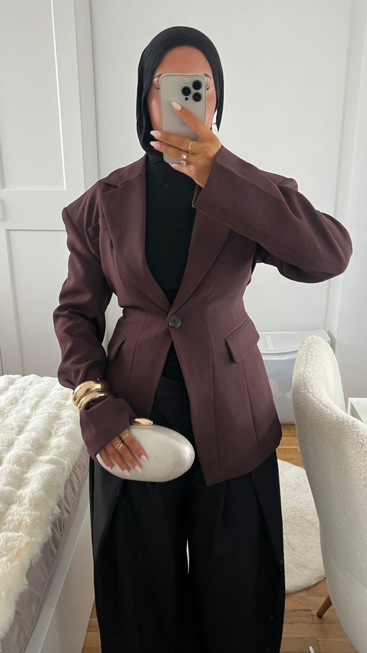 [GAMME PREMIUM] Blazer large et cintré ultra épais | Bordeaux
