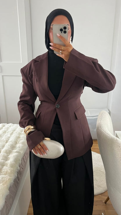 [GAMME PREMIUM] Blazer large et cintré ultra épais | Bordeaux