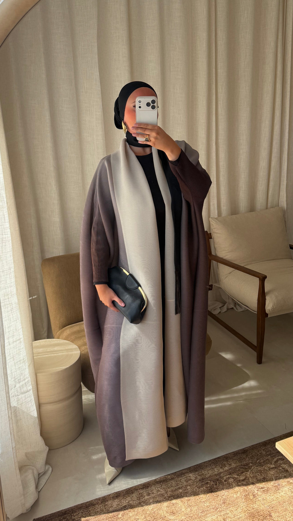 Kimono ultra long plissé | Marron