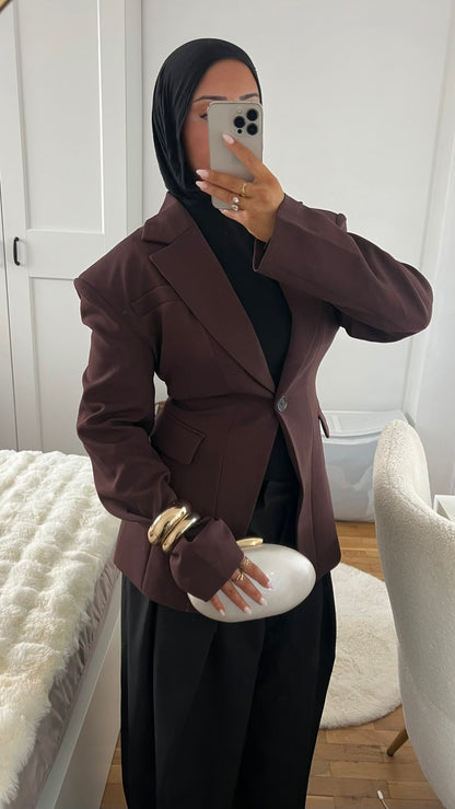 [GAMME PREMIUM] Blazer large et cintré ultra épais | Bordeaux