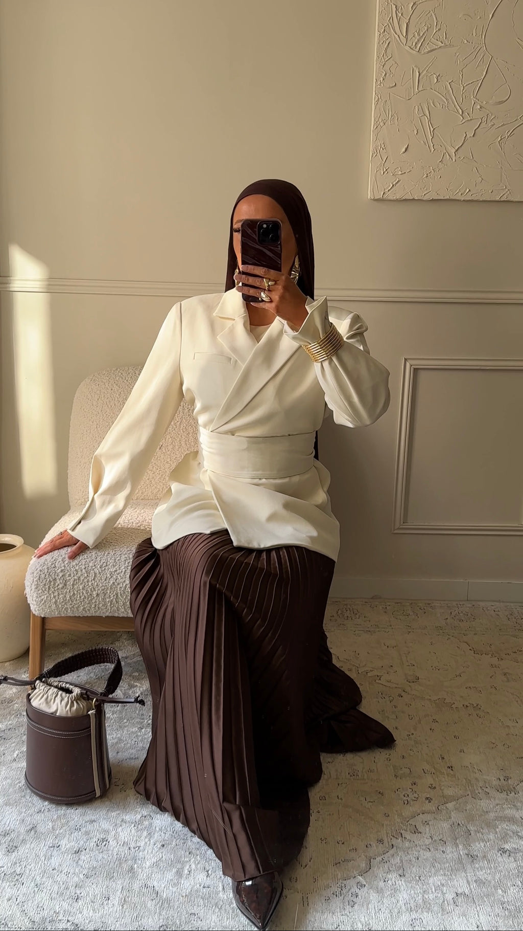 [GAMME PREMIUM] Blazer OJYRA à ceinture | Écru