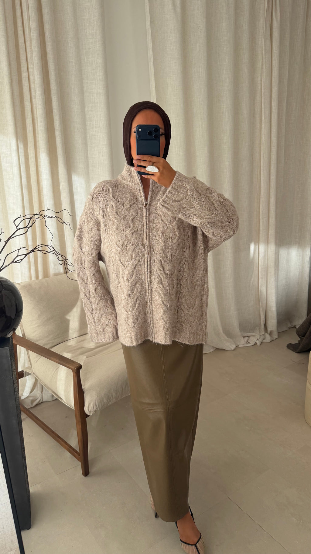 Pull long ultra doux torsadé SAMARIA | Beige