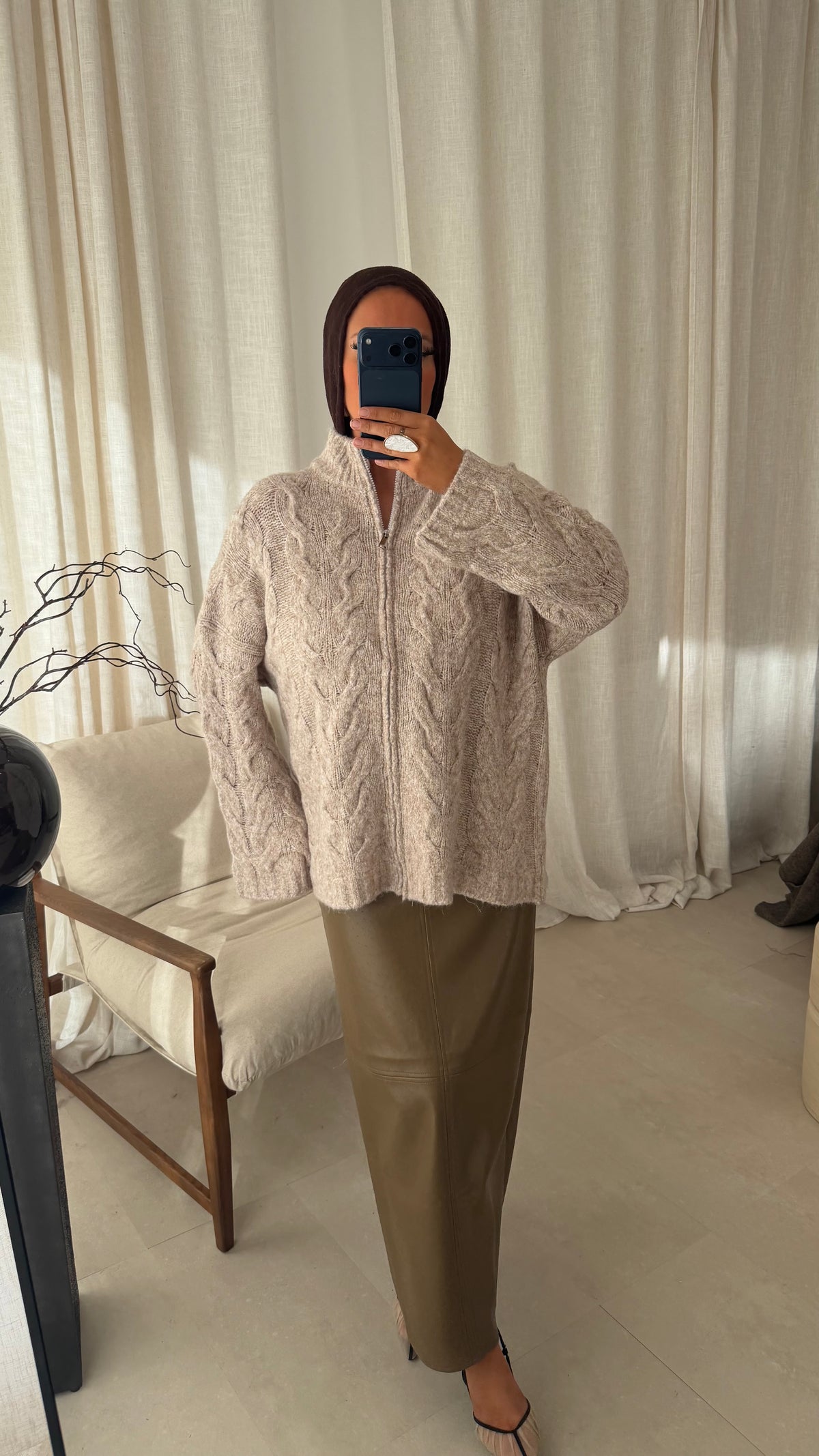 Pull long ultra doux torsadé SAMARIA | Beige