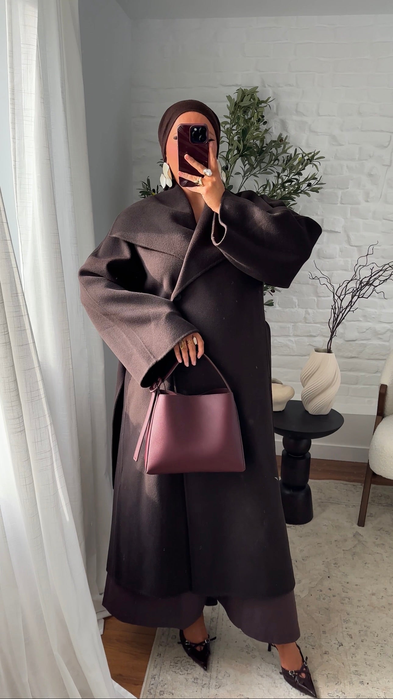 [CRÉATION] Manteau en laine véritable et col montant | Dark chocolat
