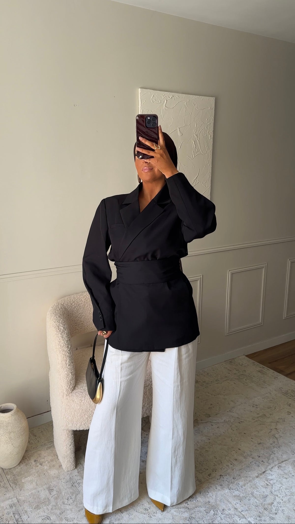 [GAMME PREMIUM] Blazer OJYRA à ceinture | Noir