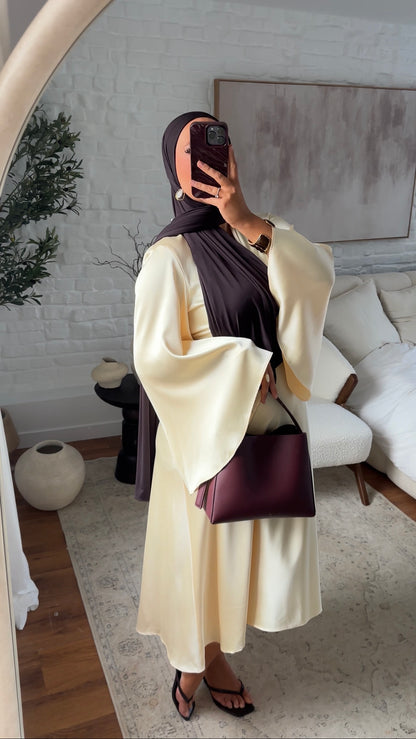 [CRÉATION] Robe longue fluide à manches évasées | Jaune