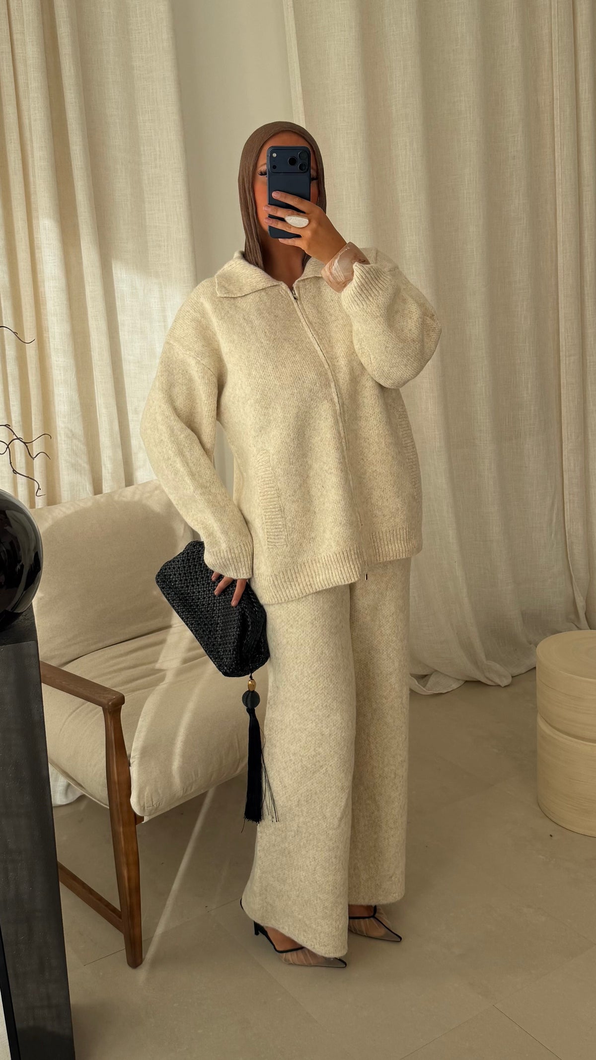[GAMME PREMIUM] Ensemble deux pièces en maille ultra doux DÉLIA | Crème | Pré-commande