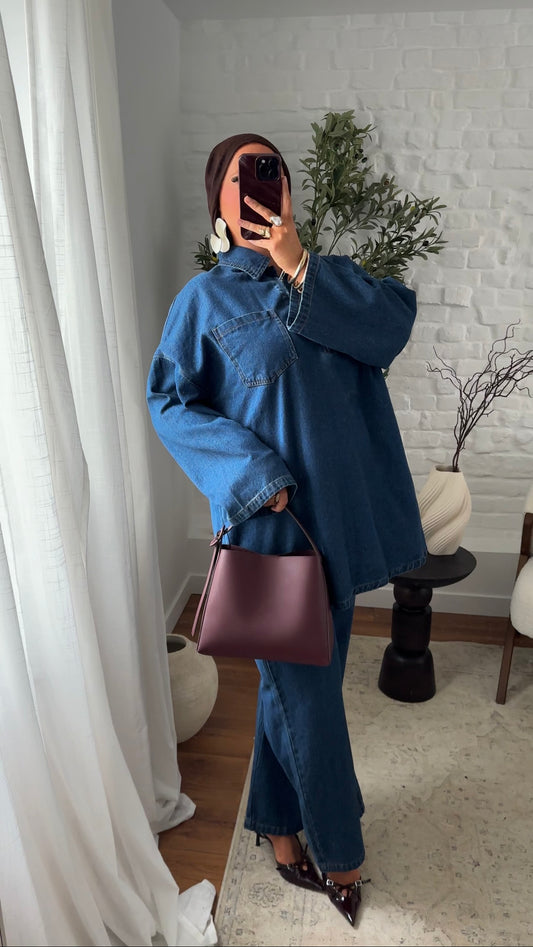Ensemble long en jean brut | Denim brut