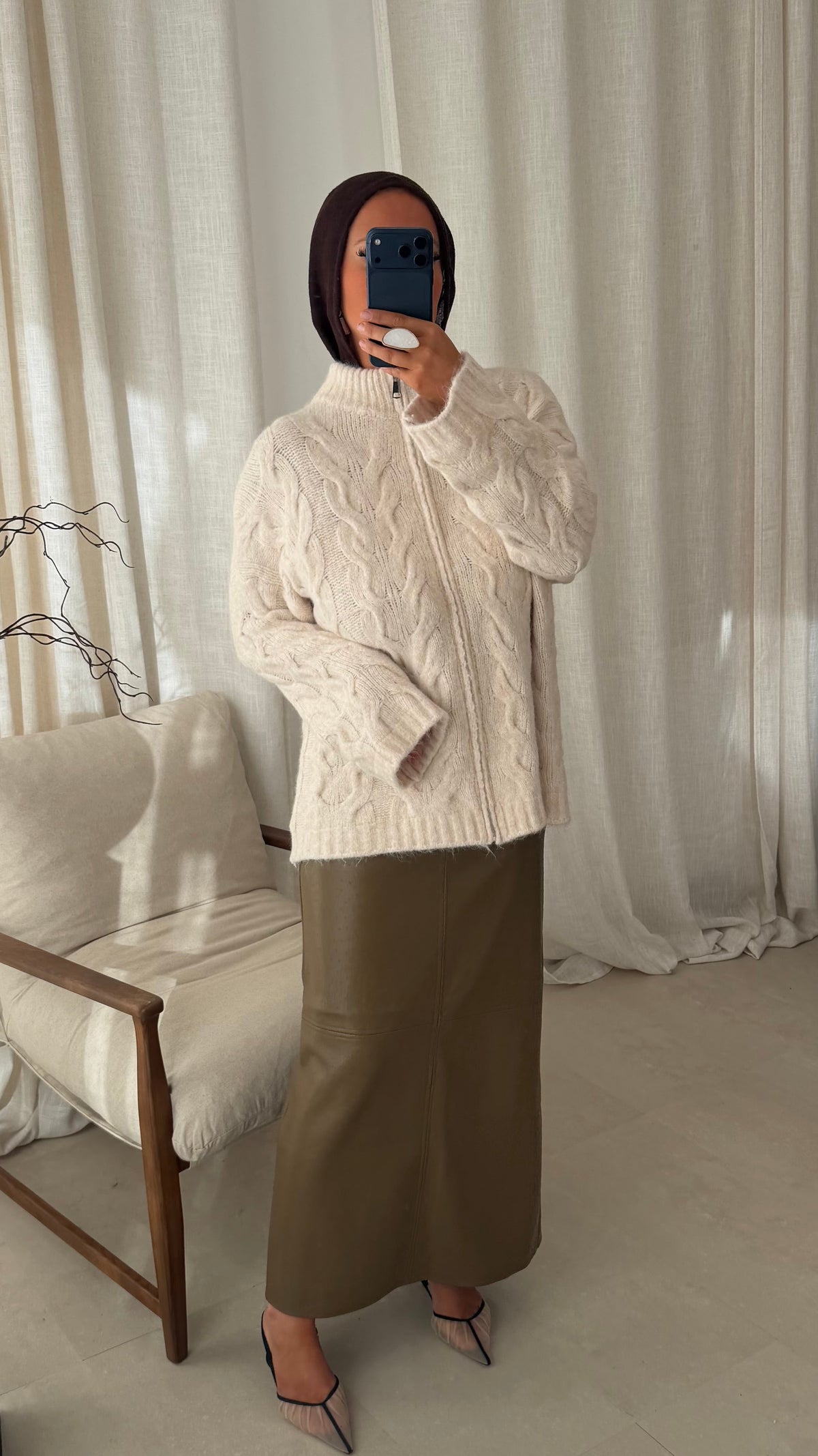 Pull long ultra doux torsadé SAMARIA | Crème