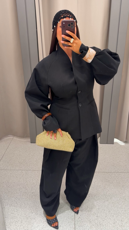 [GAMME PREMIUM] Blazer à manches bouffantes | Noir