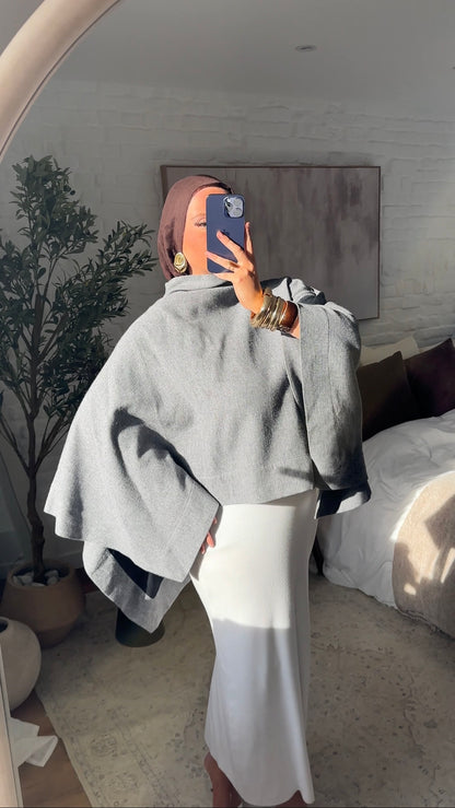 [CRÉATION] Cape longue ultra oversize asymétrique | Gris