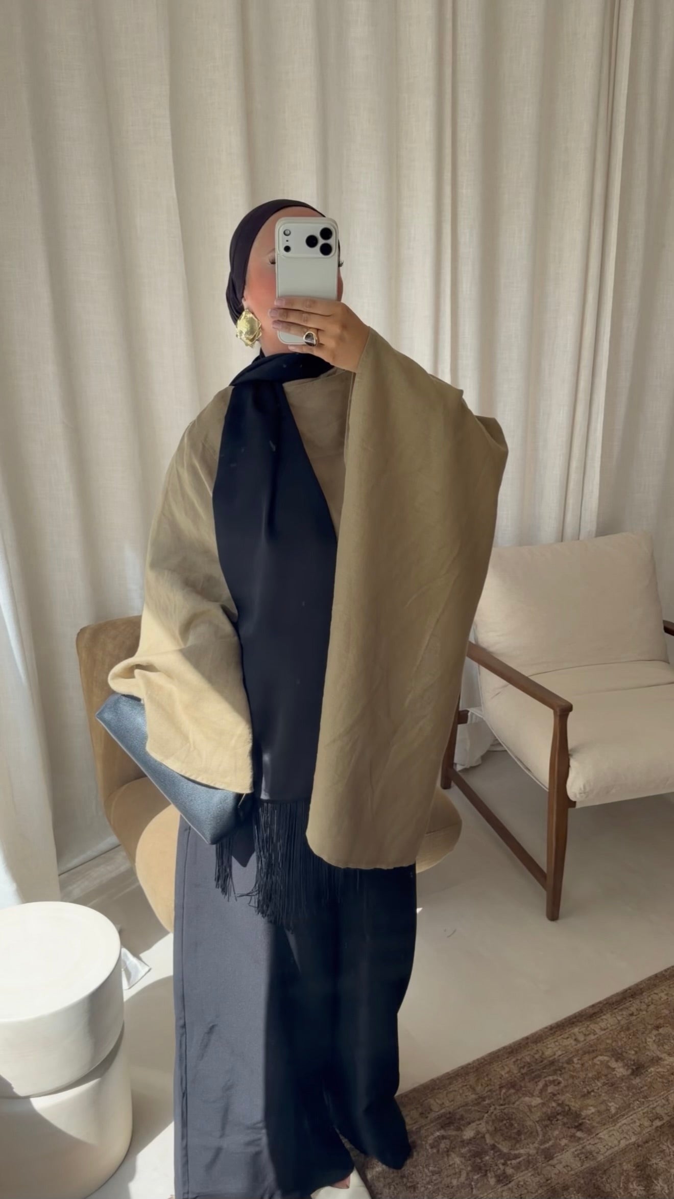 [CRÉATION] Haut avec cape intégrée 100% lin | Vert olive
