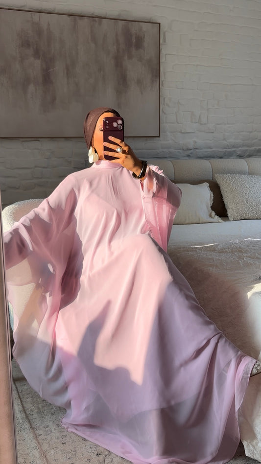 [GAMME LUXE] Robe ultra fluide et longue doublée à col montant ÉLYA | Rose