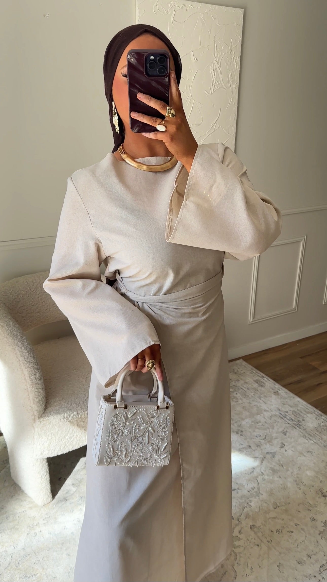 Robe IRIS nouée en coton | Beige