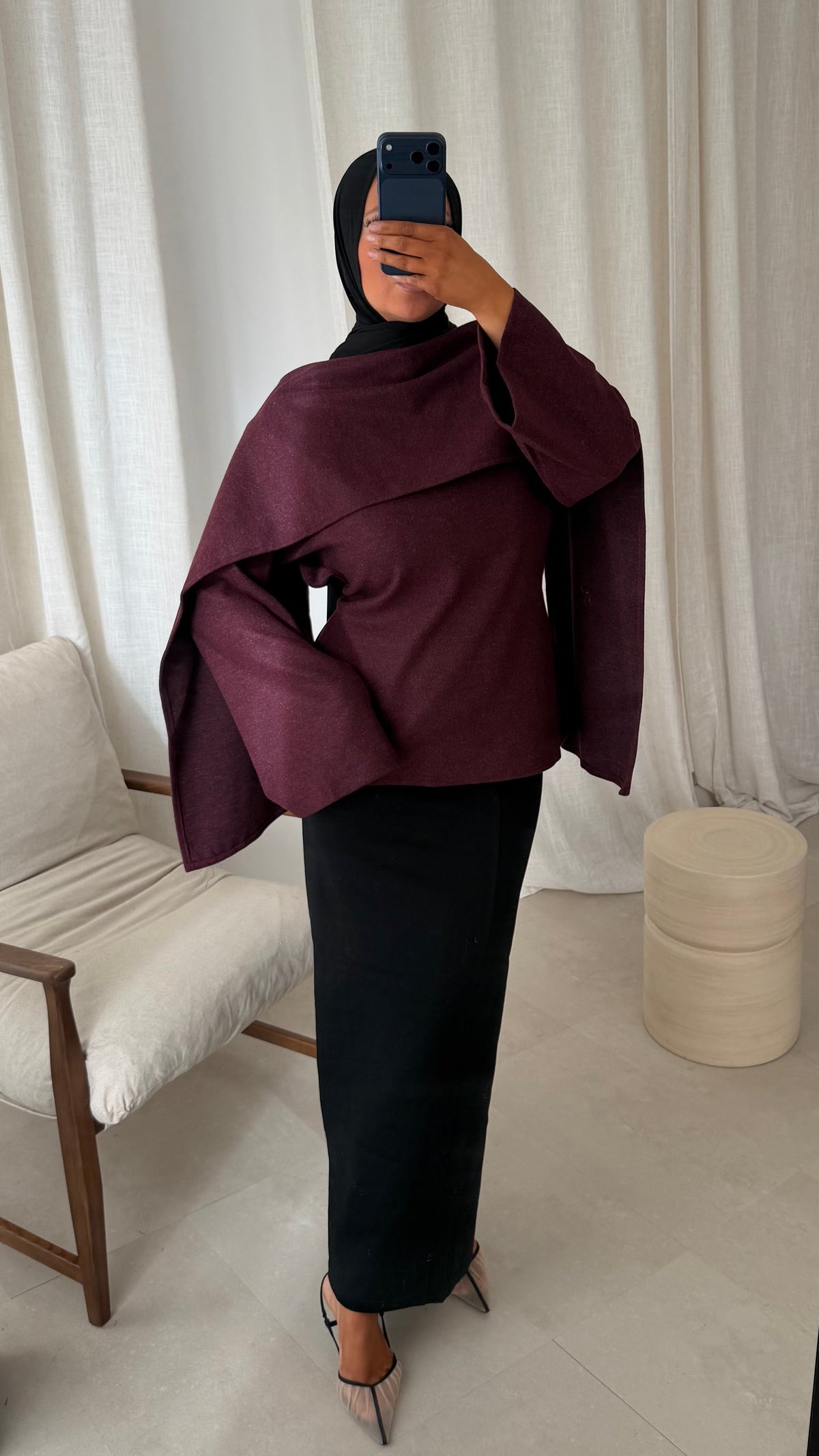 Haut ultra doux à cape | Bordeaux