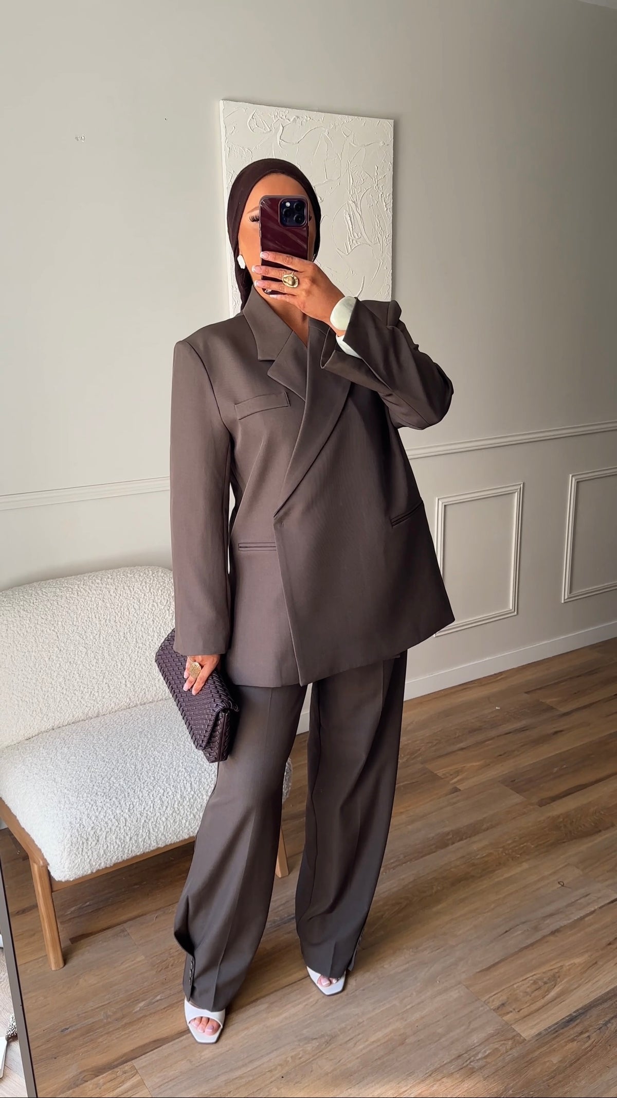 [GAMME PREMIUM] Blazer oversize cache cœur | Marron