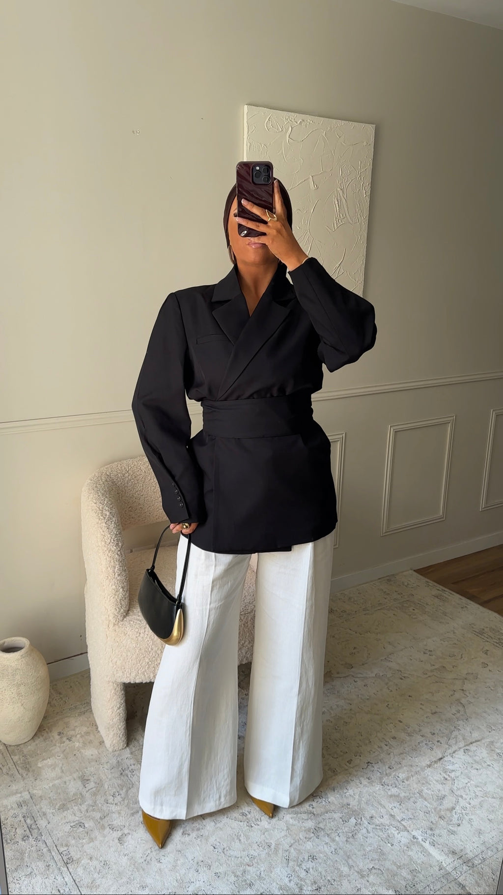 [GAMME PREMIUM] Blazer OJYRA à ceinture | Noir