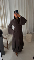 Robe longue à volants | Marron | Pré-commande