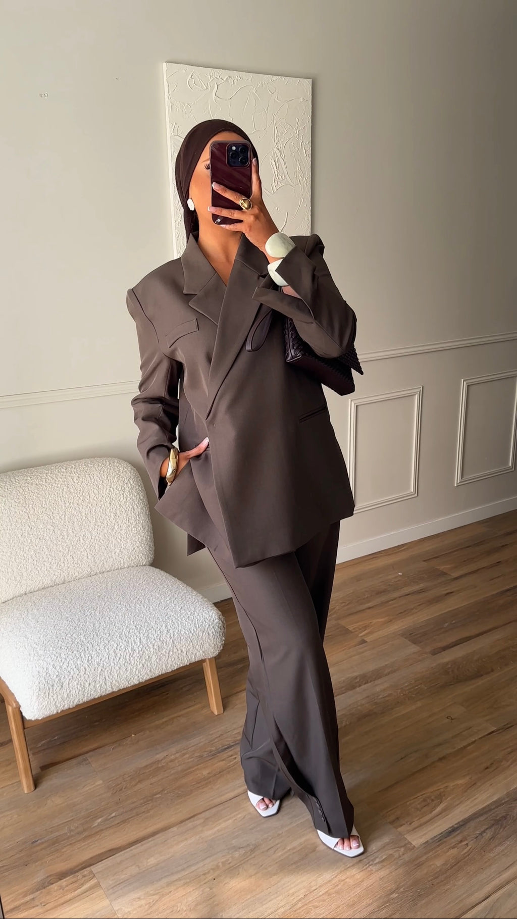 [GAMME PREMIUM] Blazer oversize cache cœur | Marron