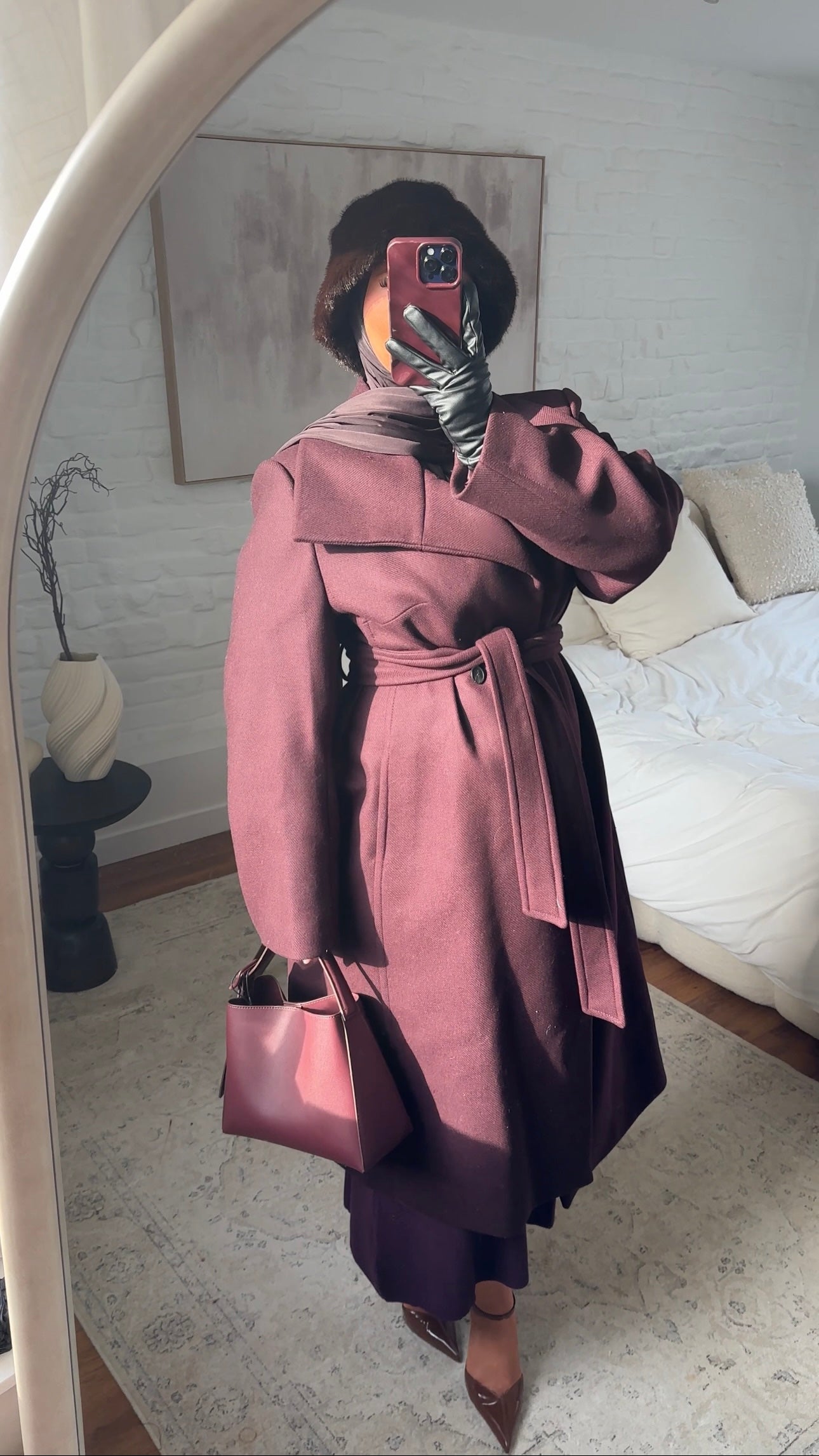 [CRÉATION] Manteau long en laine véritable à ceinture fait main en atelier français | Bordeaux