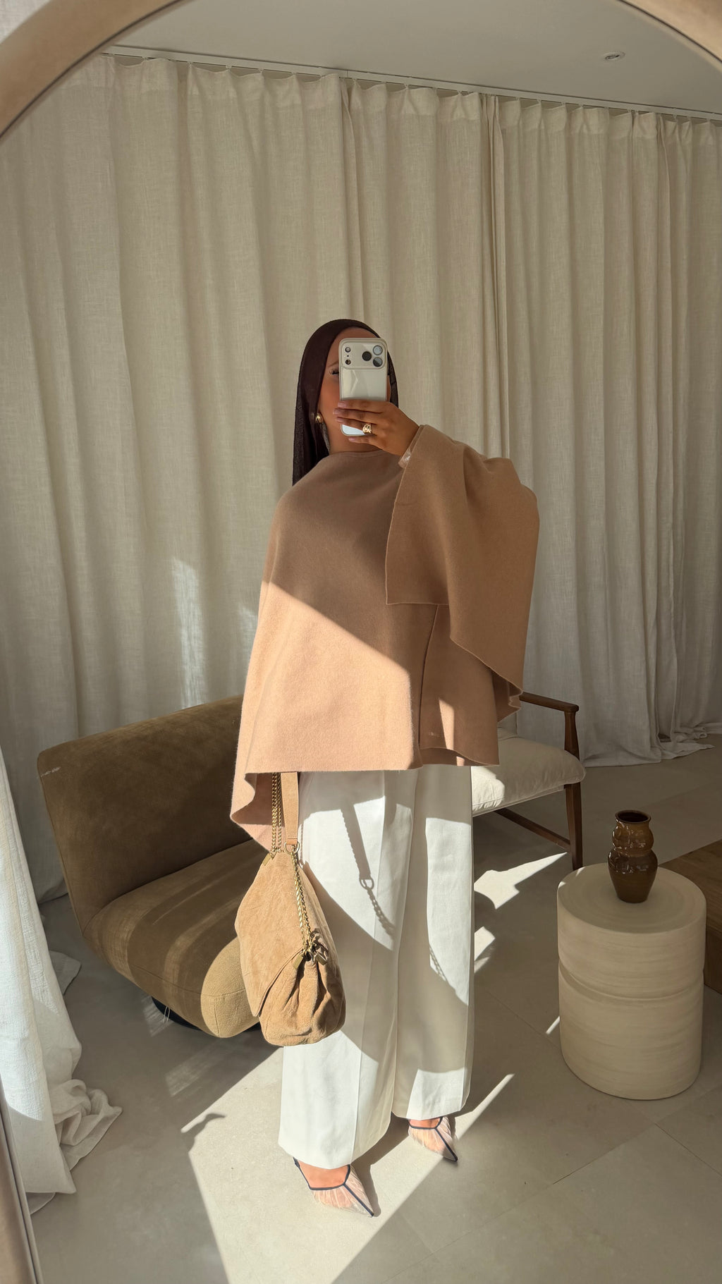 [GAMME LUXE] Cape en laine véritable ELDENA | Camel