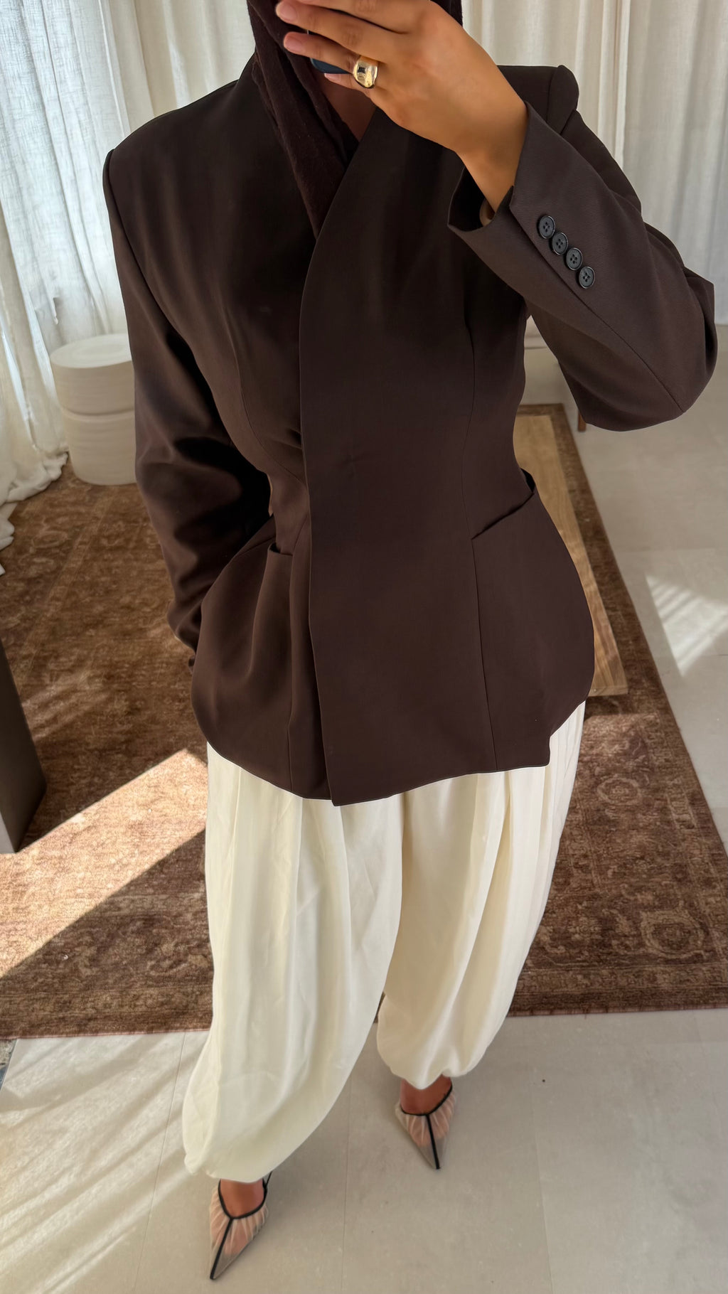 [GAMME LUXE] Blazer épais ultra cintré | Marron foncé | Pré-commande (envoi sous 1 semaine)