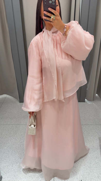 [GAMME PREMIUM] Blouse satinée doublée | Rose poudré