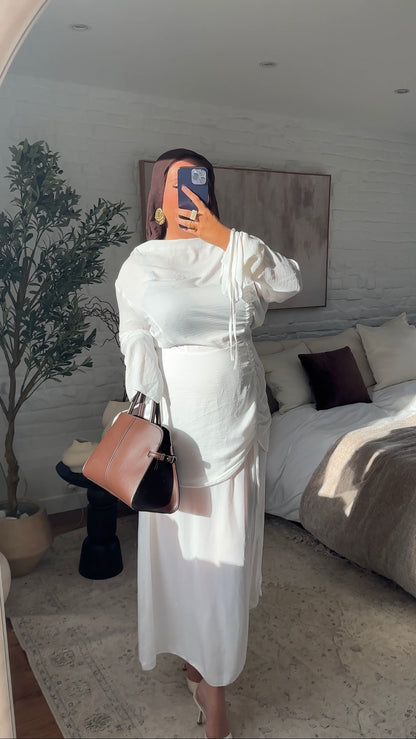Robe longue à lacets | Blanc