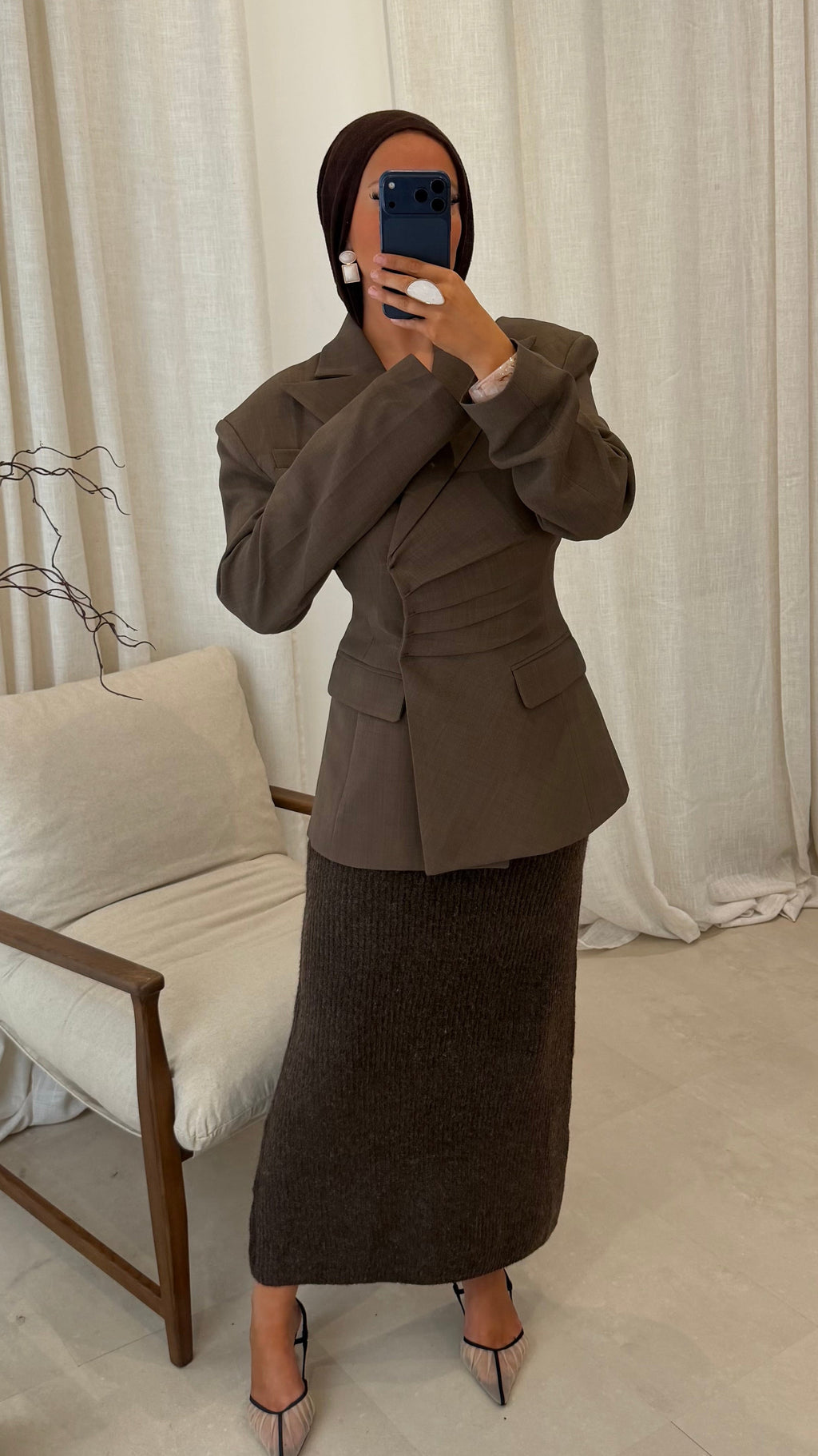 [GAMME PREMIUM] Blazer épais cintré ÉLINE | Marron