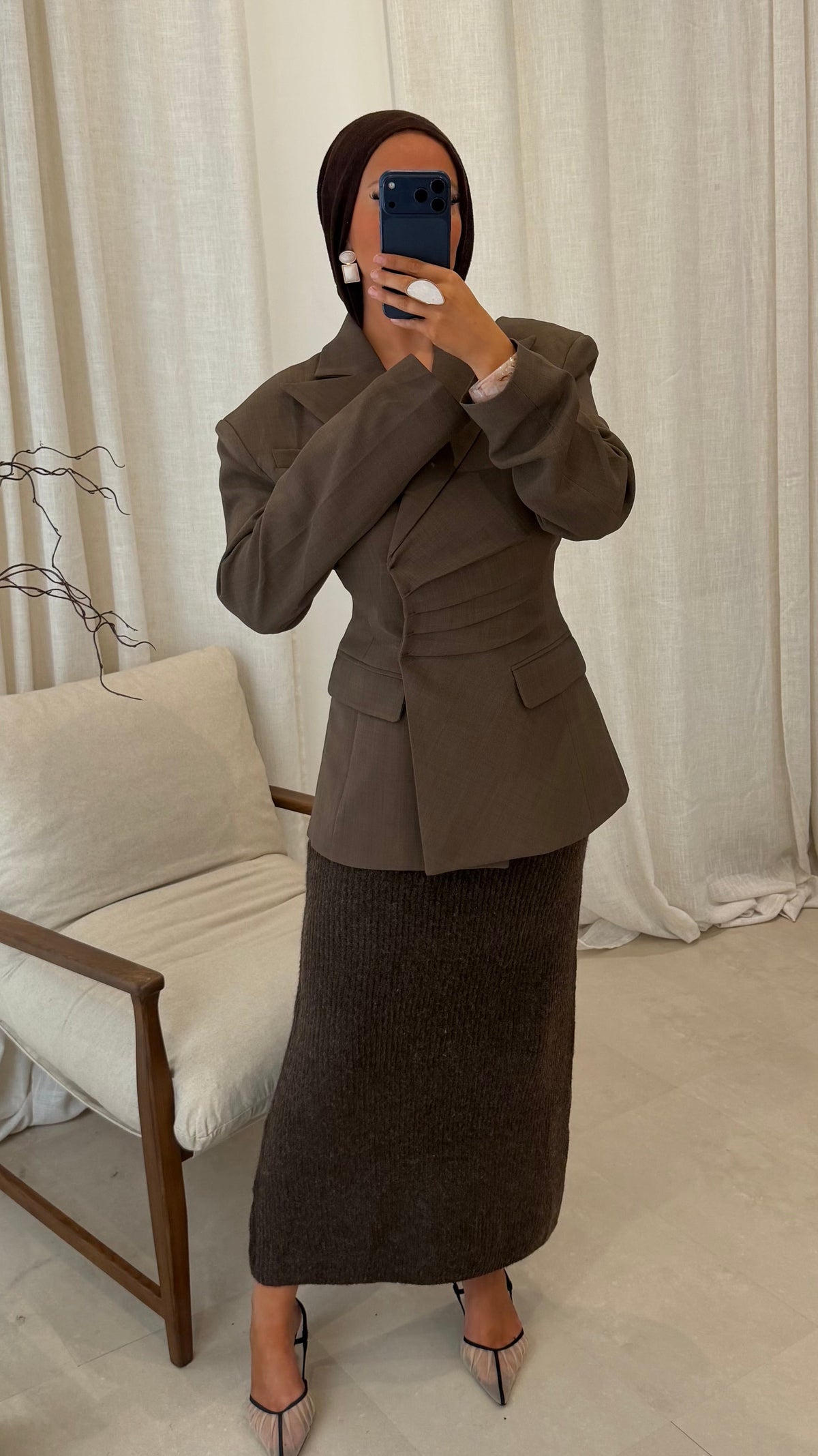[GAMME PREMIUM] Blazer épais cintré ÉLINE | Marron