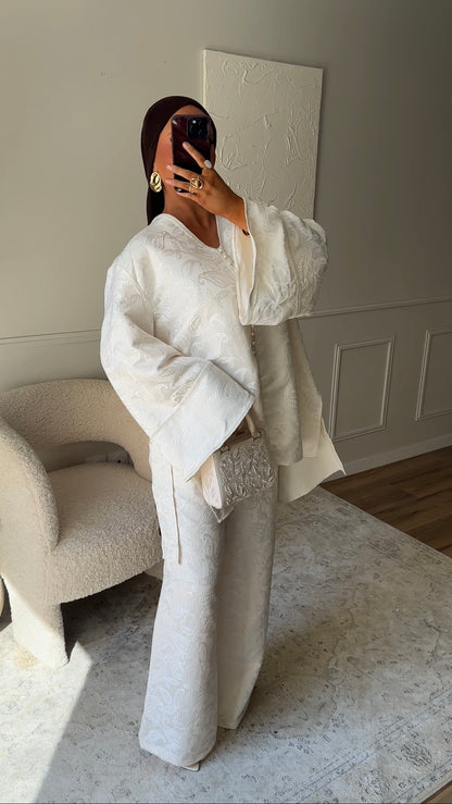 [GAMME LUXE] Ensemble en brocard deux pièces AGATHE | Écru